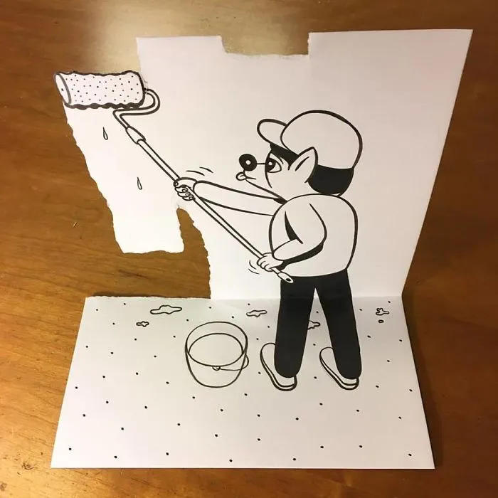 Artist Brings His Drawings To Life By Playing With A Simple Piece Of Paper