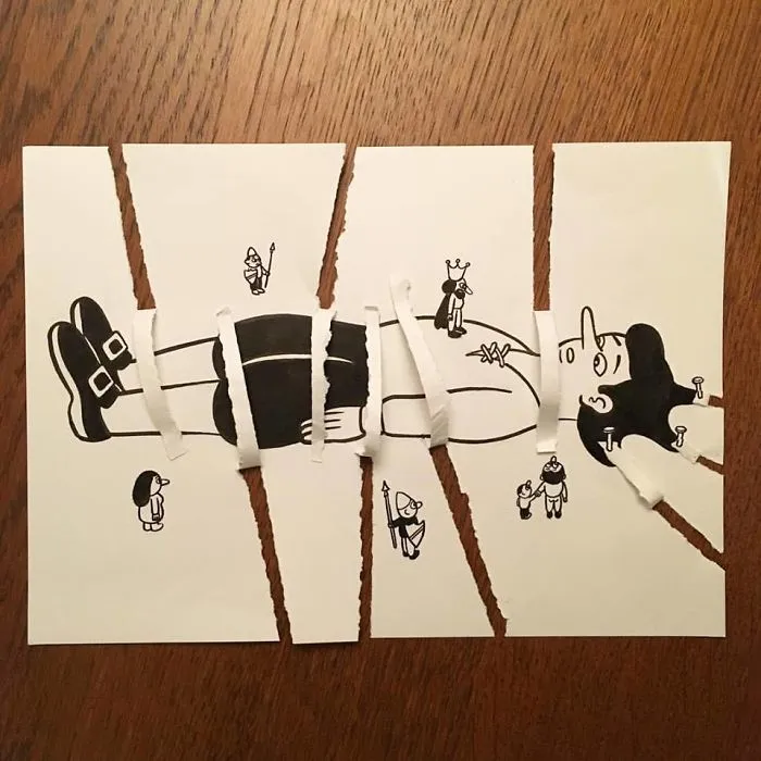 Artist Brings His Drawings To Life By Playing With A Simple Piece Of Paper