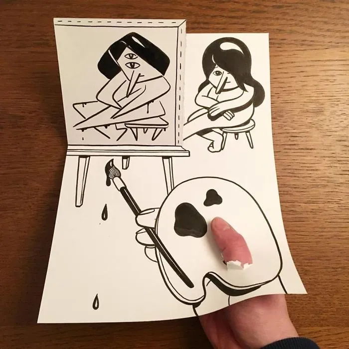 Artist Brings His Drawings To Life By Playing With A Simple Piece Of Paper