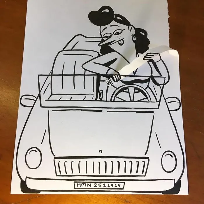Artist Brings His Drawings To Life By Playing With A Simple Piece Of Paper