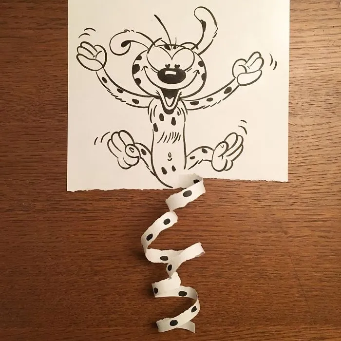 Artist Brings His Drawings To Life By Playing With A Simple Piece Of Paper