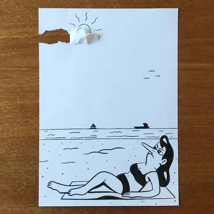 Artist Brings His Drawings To Life By Playing With A Simple Piece Of Paper