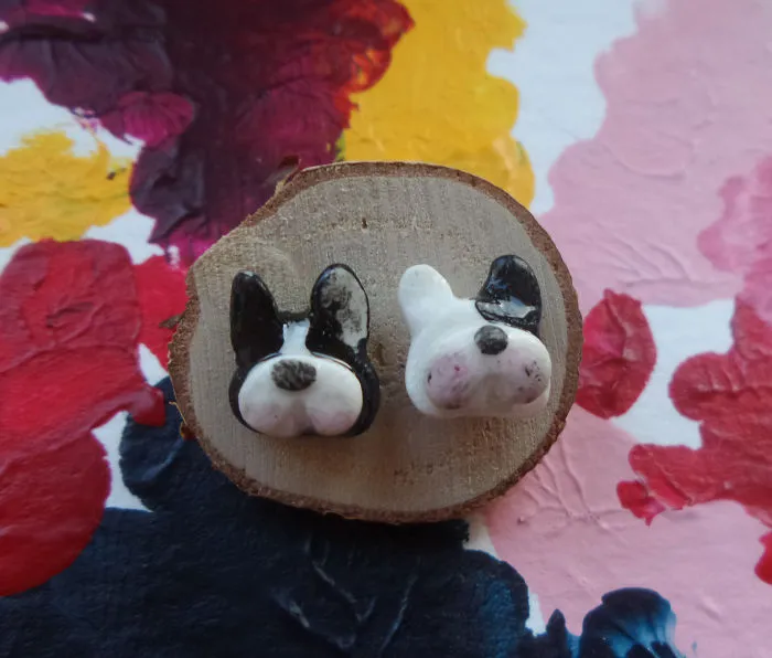I Made Mini French Bulldog Earrings Out Of Clay