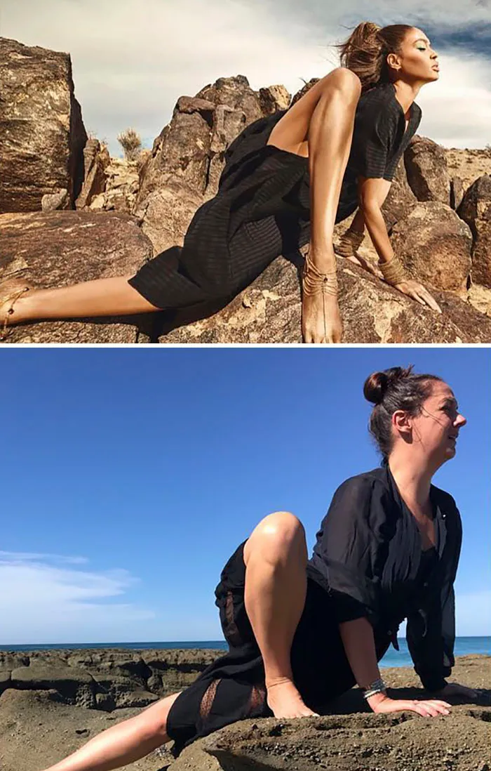 Esta mujer sigue recreando de forma divertida las fotos de Instagram de los famosos, y los resultados son mejores que el original (Nuevas imágenes)