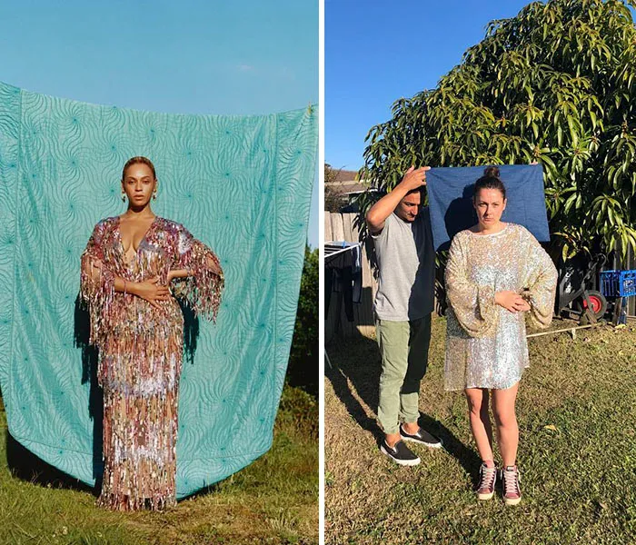 Esta mujer sigue recreando de forma divertida las fotos de Instagram de los famosos, y los resultados son mejores que el original (Nuevas imágenes)