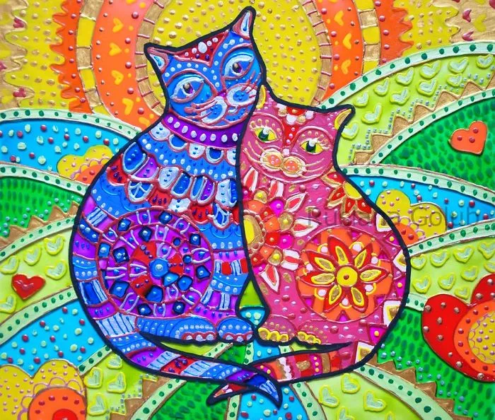 Colorful Cat Art By Ruslana Golub