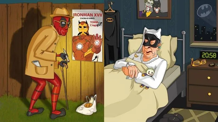20+ Hilariously Superhero Comics. Superheroes In Old Age. Marvel And Dc
