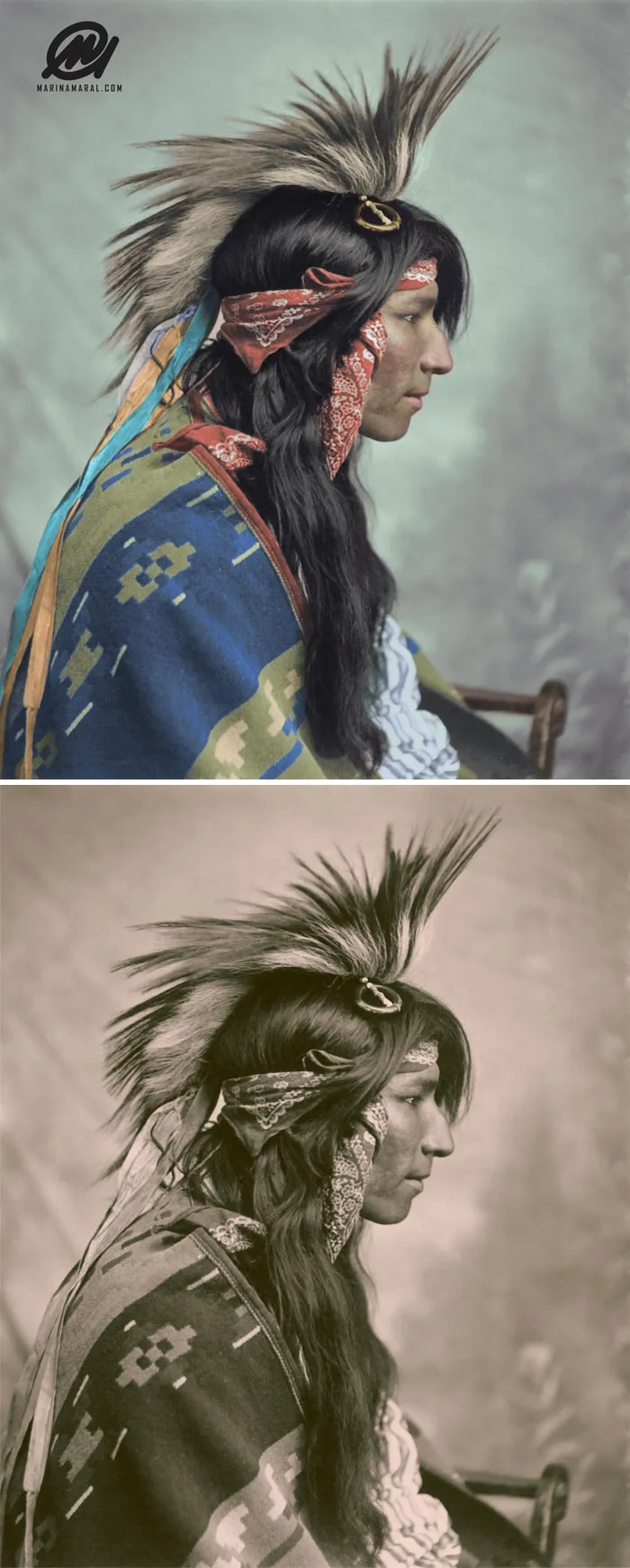 Hombre de la tribu Cree, Saskatchewan, Canadá, 1903