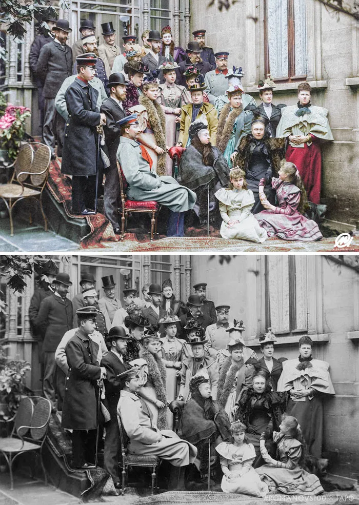 Queen Victoria And Her Family, Including King Edward VII, Tsar Nicholas II, Tsarina Alexandra, Kaiser Wilhelm II And Empress Frederick At A Wedding In Coburg, Germany, 1894