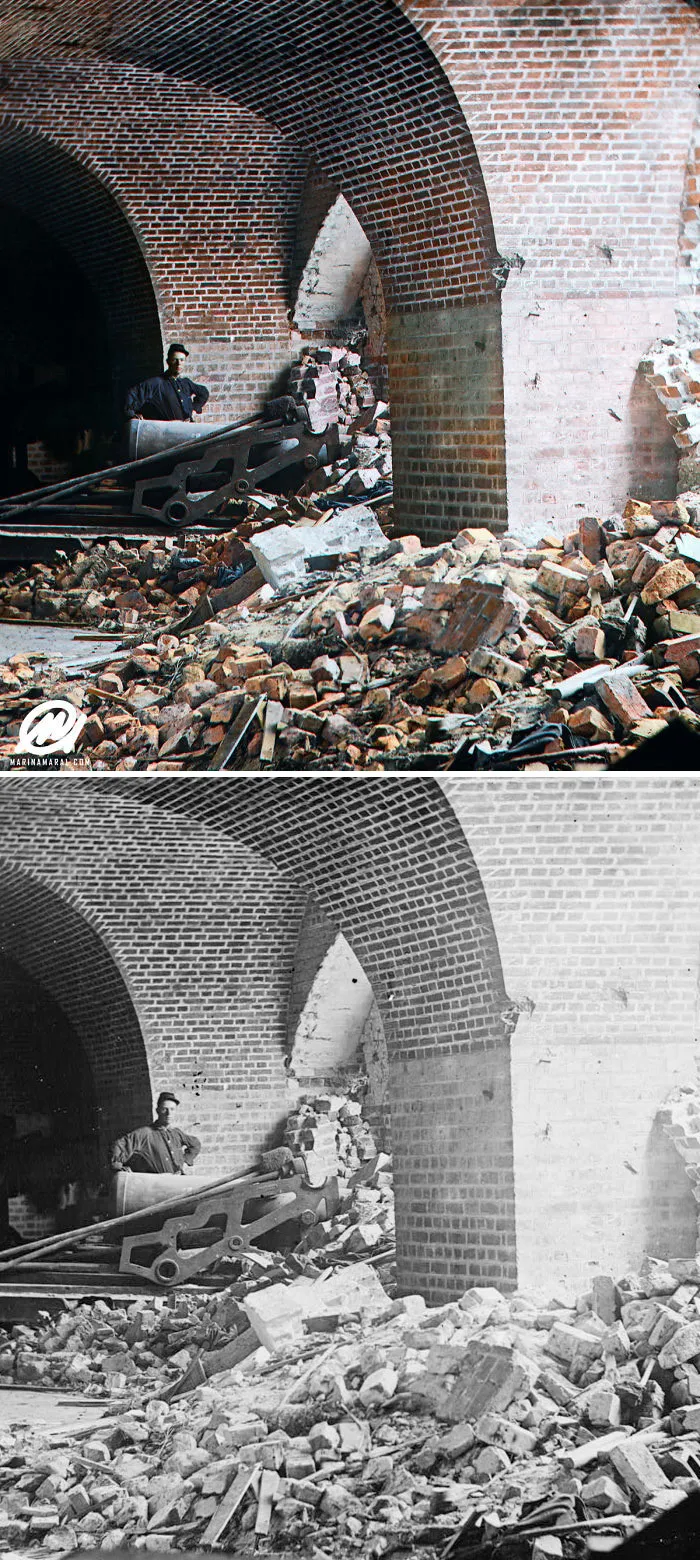 American Civil War: Fort Pulaski, Ga. Interior View Of The Breach, April 1862