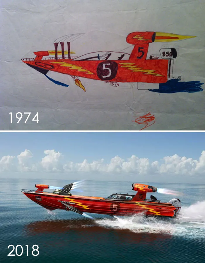 Dibujo de cuando tenía 7 años y mi homenaje como adulto
