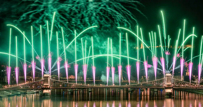 Fireworks Over The Parliament Of Hungary 2018