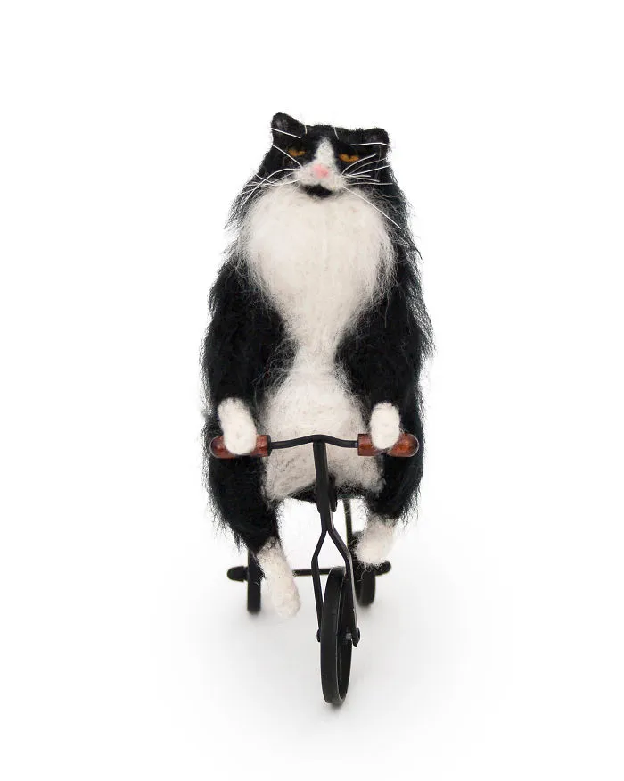 Needle Felted Tuxedo Cat