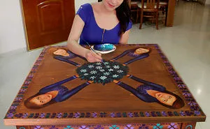 Painting A Palestinian Women On Table By Areej Lawen