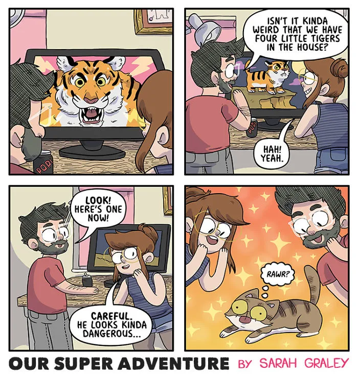 Artist Hilariously Illustrates Everyday Life With Her Fiancé And Their Four Cats, And We Can't Get Enough