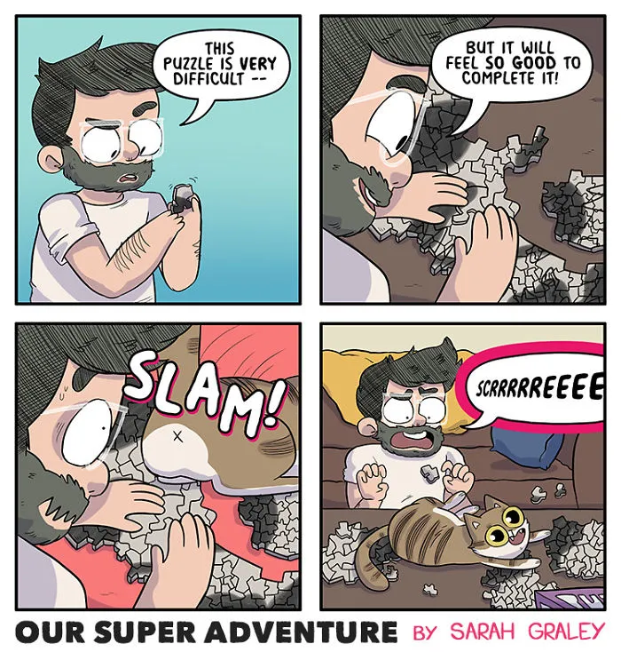 Artist Hilariously Illustrates Everyday Life With Her Fiancé And Their Four Cats, And We Can't Get Enough