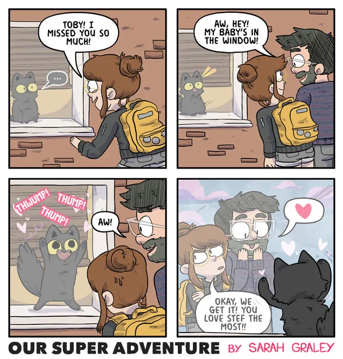 Artist Hilariously Illustrates Everyday Life With Her Fiancé And Their Four Cats, And We Can't Get Enough