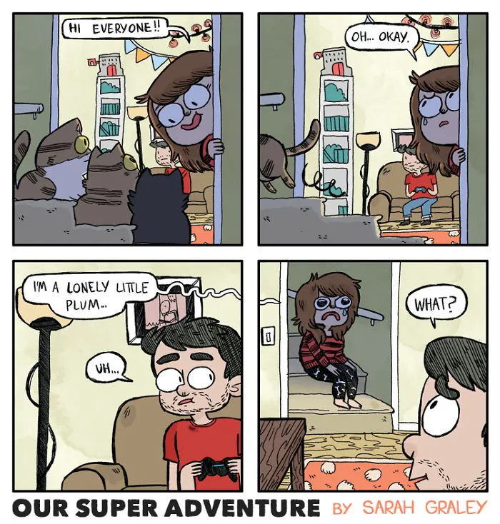 Artist Hilariously Illustrates Everyday Life With Her Fiancé And Their Four Cats, And We Can't Get Enough