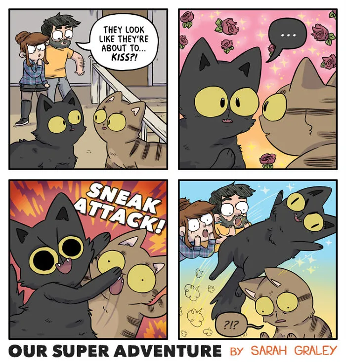 Artist Hilariously Illustrates Everyday Life With Her Fiancé And Their Four Cats, And We Can't Get Enough