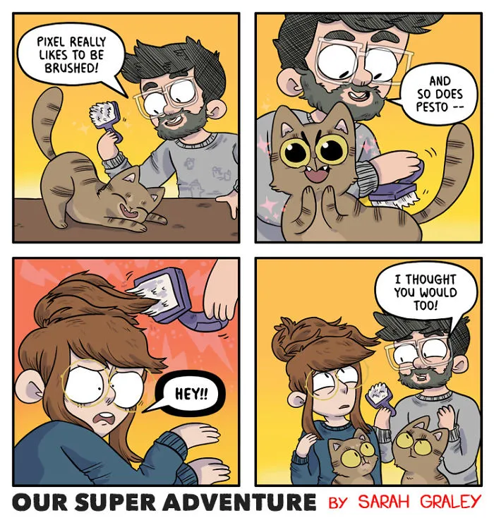 Artist Hilariously Illustrates Everyday Life With Her Fiancé And Their Four Cats, And We Can't Get Enough