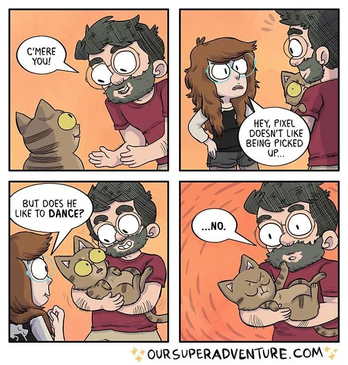 Artist Hilariously Illustrates Everyday Life With Her Fiancé And Their Four Cats, And We Can't Get Enough