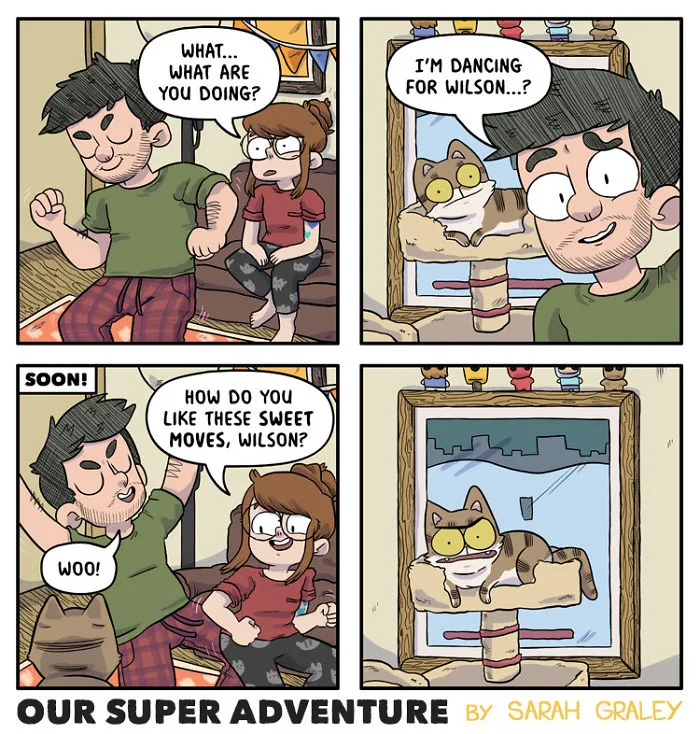 Artist Hilariously Illustrates Everyday Life With Her Fiancé And Their Four Cats, And We Can't Get Enough