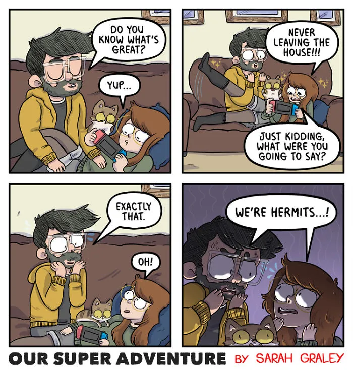 Artist Hilariously Illustrates Everyday Life With Her Fiancé And Their Four Cats, And We Can't Get Enough