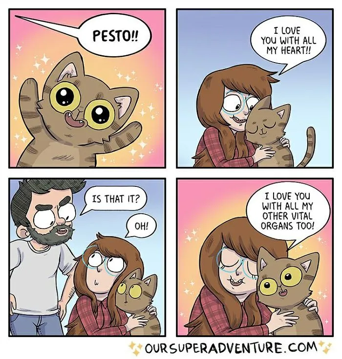 Artist Hilariously Illustrates Everyday Life With Her Fiancé And Their Four Cats, And We Can't Get Enough