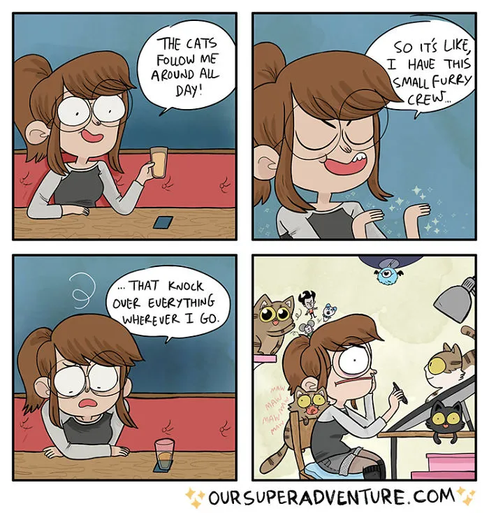 Artist Hilariously Illustrates Everyday Life With Her Fiancé And Their Four Cats, And We Can't Get Enough