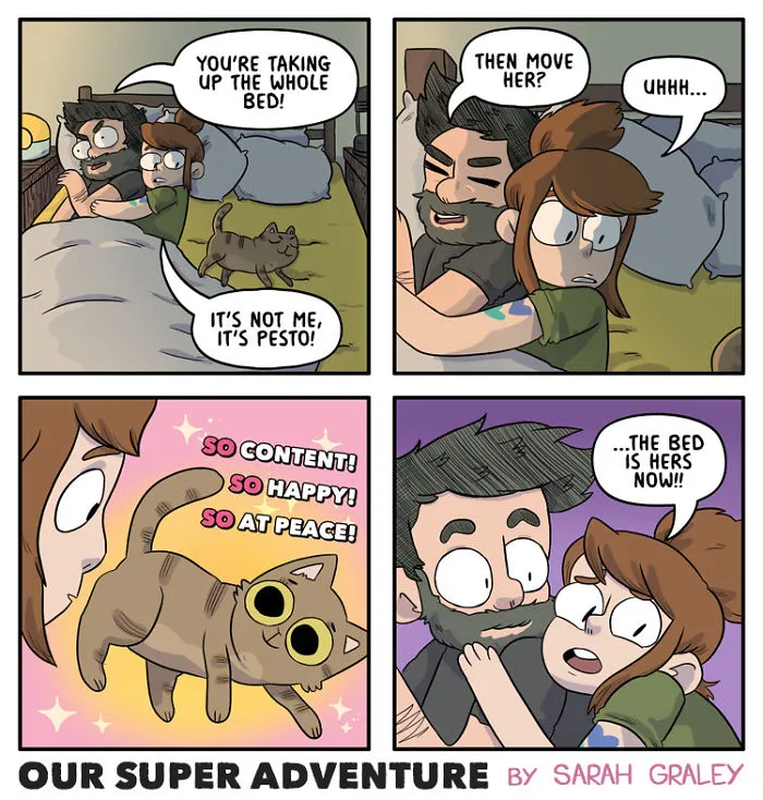 Artist Hilariously Illustrates Everyday Life With Her Fiancé And Their Four Cats, And We Can't Get Enough