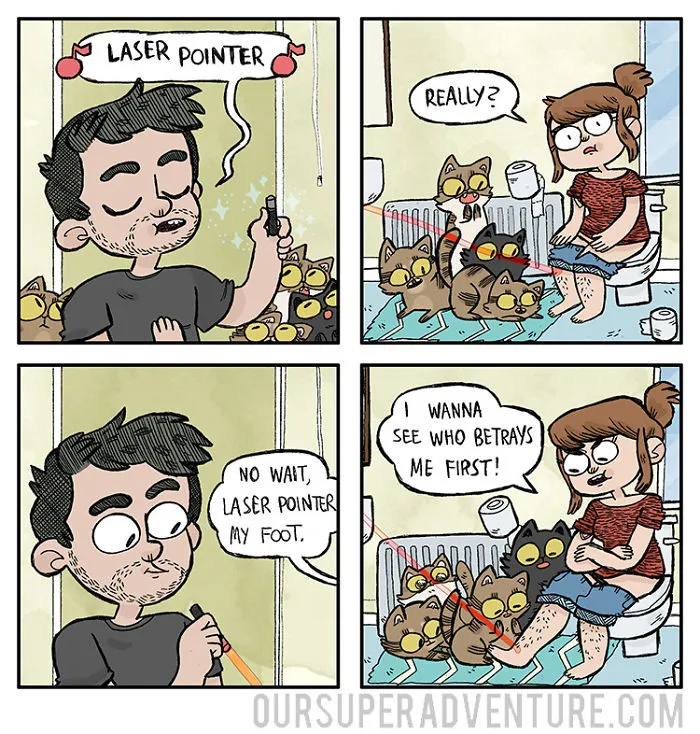 Artist Hilariously Illustrates Everyday Life With Her Fiancé And Their Four Cats, And We Can't Get Enough
