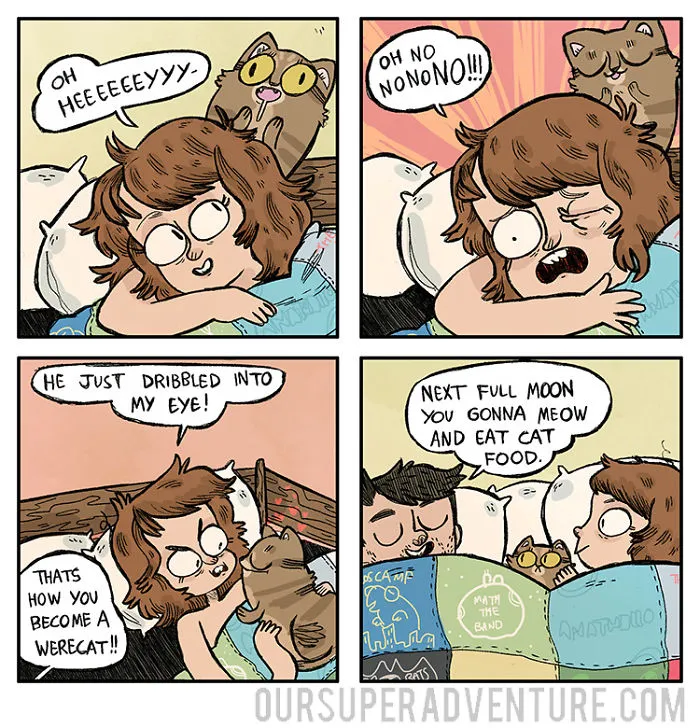 Artist Hilariously Illustrates Everyday Life With Her Fiancé And Their Four Cats, And We Can't Get Enough