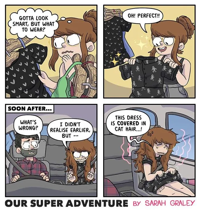 Artist Hilariously Illustrates Everyday Life With Her Fiancé And Their Four Cats, And We Can't Get Enough