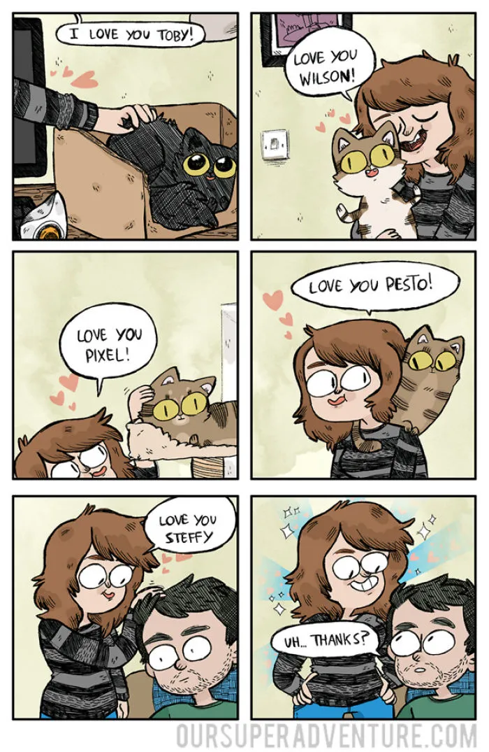 Artist Hilariously Illustrates Everyday Life With Her Fiancé And Their Four Cats, And We Can't Get Enough