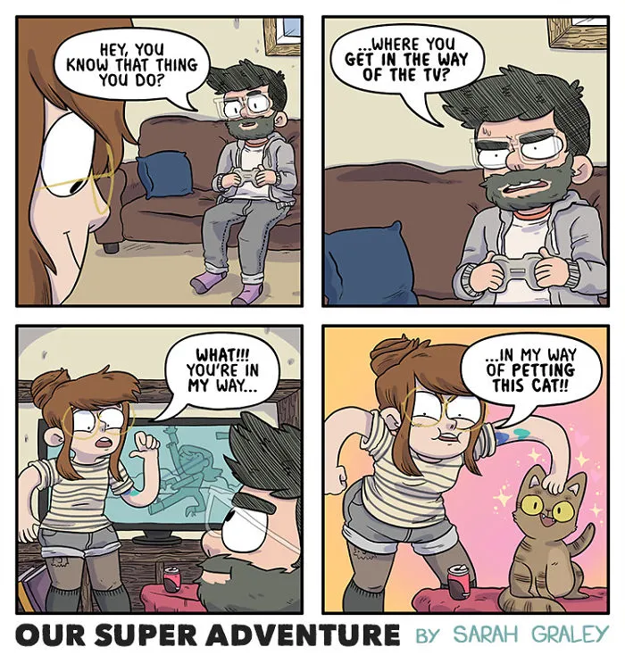 Artist Hilariously Illustrates Everyday Life With Her Fiancé And Their Four Cats, And We Can't Get Enough