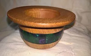 Iridescent Painted Elm Bowl Turned Like A Hat