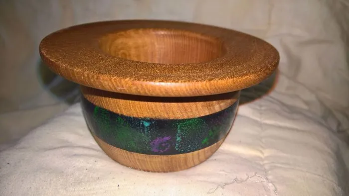 Iridescent Painted Elm Bowl Turned Like A Hat
