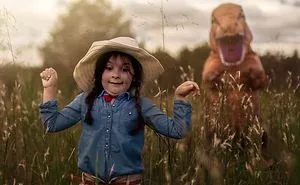 Boy With Autism Dislikes Having His Photo Taken, Dressed As T-Rex To Take Family Photos.