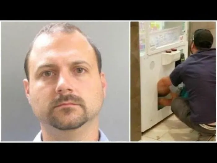 Dad Uses Kid To Steal Game Consoles And Toys From Machine