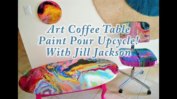 Art Coffee Table Paint Pour Upcyle!  With Jill Jackson