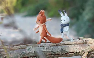 Felted Squirrel And Hare Toys Are Going Somewhere.