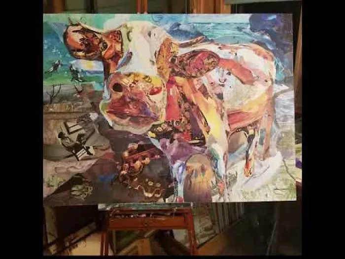 Time Lapse Progression Of Colorful Cow Collage I Created