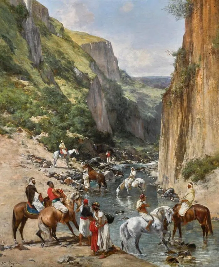 Victor Huguet, Riders In A Ravine 
01 Paintings By The Orientalist Artists In The Nineteenth-Century, With Footnotes, 32