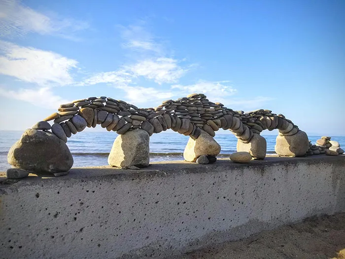 Saw These Stacked Stone Arches At The Beach This Morning