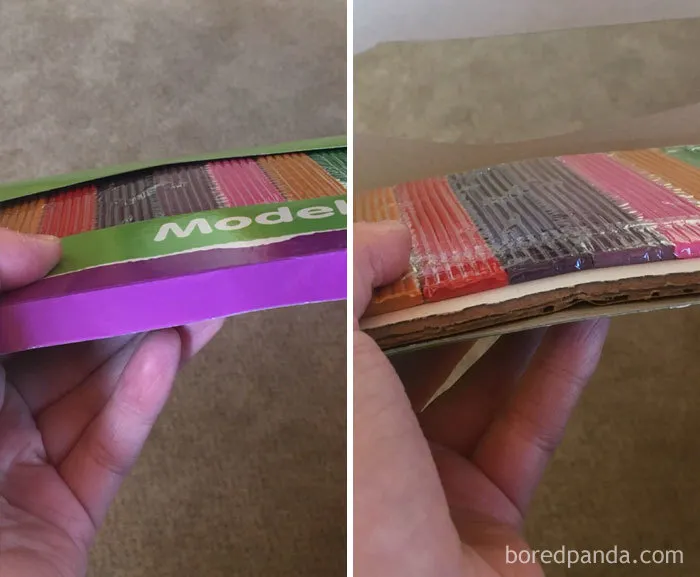El juego de plastilina en realidad es mitad cartón 