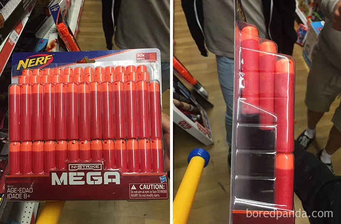 Pretenden que parezca tener más dardos en el paquete de Nerf de lo que tiene en realidad