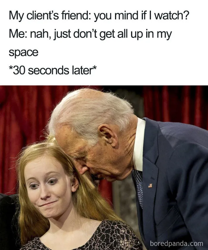 Tattoo meme featuring a humorous scenario with one person invading another's personal space.