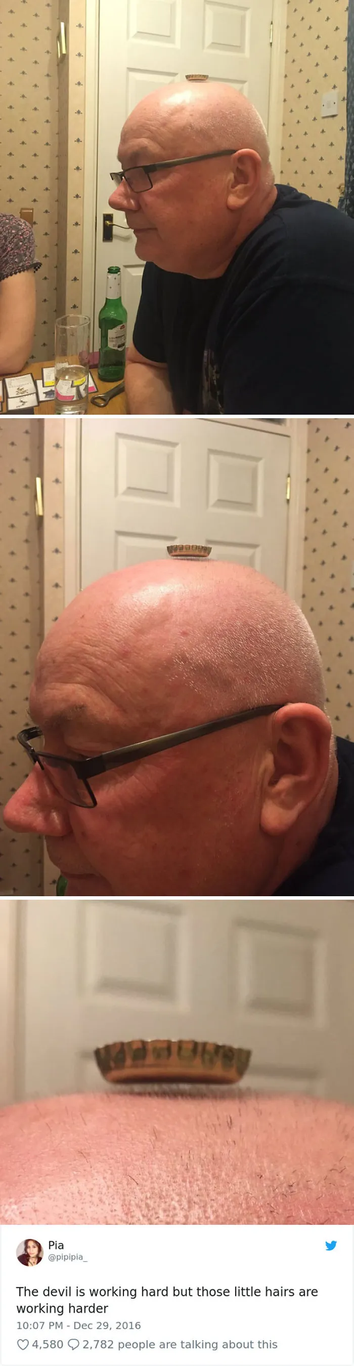 Papá demostrando que no ha perdido todo el pelo