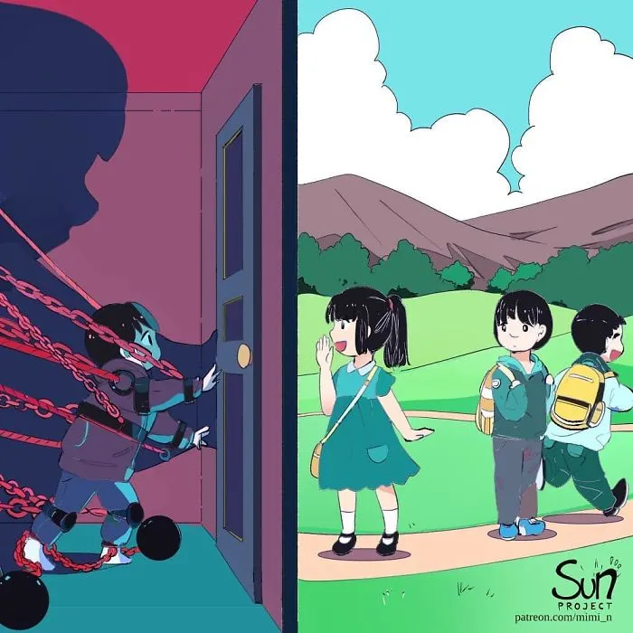 Estas oscuras ilustraciones muestran lo que está mal con la sociedad