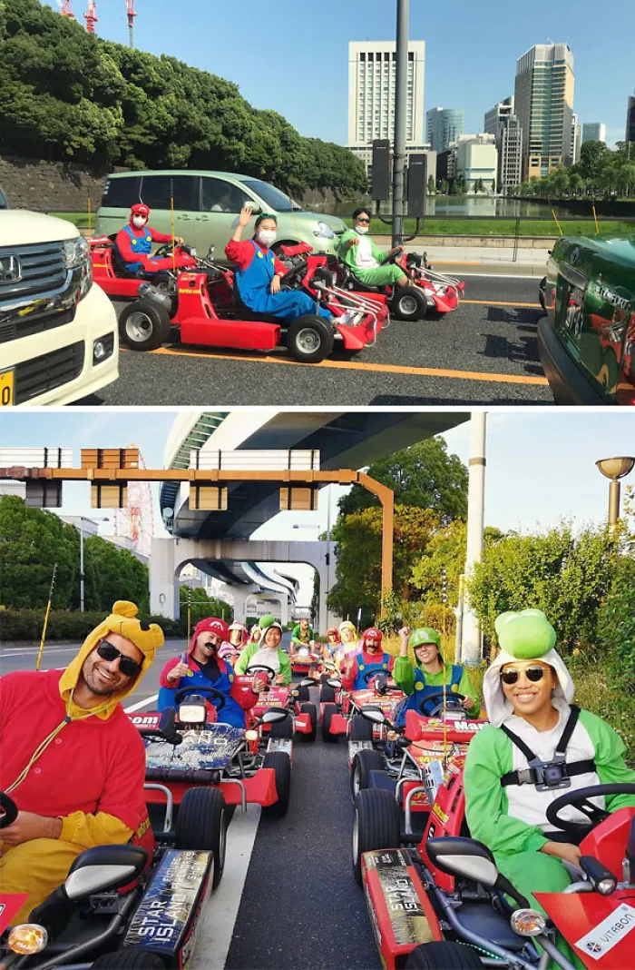 Un Kart De Mario De La Vida Real Corriendo En El Tráfico De Tokio
